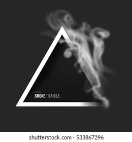 Abstract geometric background in modern minimalist style with black triangle and smoke. Simple basic shape easy editable for banner, poster, postcard, cover, brochure. Trendy vector illustration.