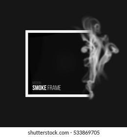 Abstract geometric background in modern minimalist style with black square and smoke. Simple basic shape easy editable for banner, poster, postcard, cover, brochure. Trendy vector illustration.