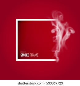 Abstract geometric background in modern minimalist style with red square and smoke. Simple basic shape easy editable for banner, poster, postcard, cover, brochure. Trendy vector illustration.