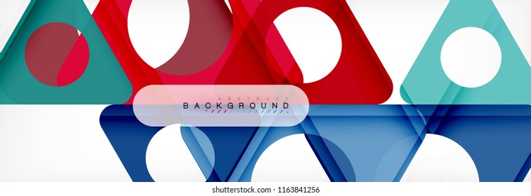 Abstract geometric background. Modern overlapping triangles. Unusual color shapes for your message. Business or tech presentation, app cover template