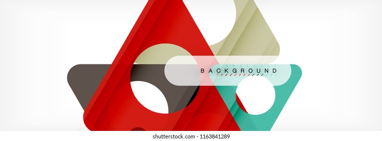 Abstract geometric background. Modern overlapping triangles. Unusual color shapes for your message. Business or tech presentation, app cover template