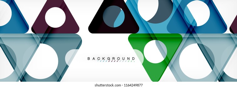 Fondo geométrico abstracto. Triángulos superpuestos modernos. Formas de color inusuales para el mensaje. Presentación empresarial o tecnológica, plantilla de portada de aplicaciones