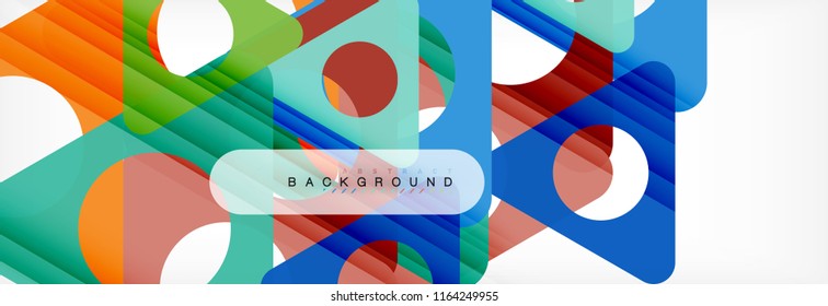 Abstrakter geometrischer Hintergrund. Moderne, sich überlappende Dreiecke. Ungewöhnliche Farbformen für Ihre Nachricht. Business- oder Technologiepräsentation, App-Titelvorlage