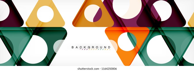 Abstract geometric background. Modern overlapping triangles. Unusual color shapes for your message. Business or tech presentation, app cover template