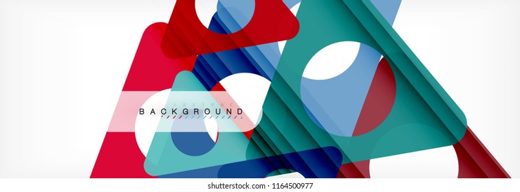 Abstract geometric background. Modern overlapping triangles. Unusual color shapes for your message. Business or tech presentation, app cover template