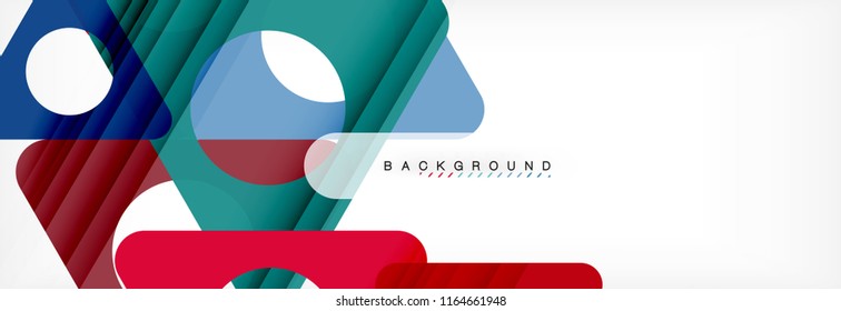 Abstrakter geometrischer Hintergrund. Moderne, sich überlappende Dreiecke. Ungewöhnliche Farbformen für Ihre Nachricht. Business- oder Technologiepräsentation, App-Titelvorlage
