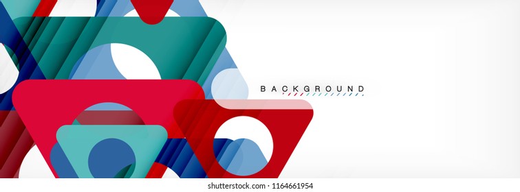 Abstract geometric background. Modern overlapping triangles. Unusual color shapes for your message. Business or tech presentation, app cover template
