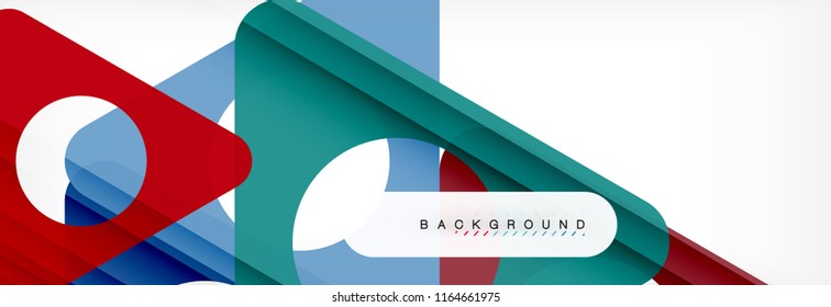 Abstract geometric background. Modern overlapping triangles. Unusual color shapes for your message. Business or tech presentation, app cover template