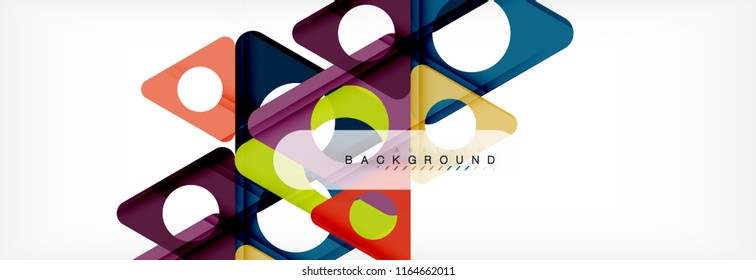 Fondo geométrico abstracto. Triángulos superpuestos modernos. Formas de color inusuales para el mensaje. Presentación empresarial o tecnológica, plantilla de portada de aplicaciones