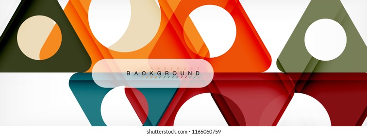 Abstract geometric background. Modern overlapping triangles. Unusual color shapes for your message. Business or tech presentation, app cover template
