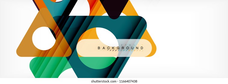 Abstract geometric background. Modern overlapping triangles. Unusual color shapes for your message. Business or tech presentation, app cover template