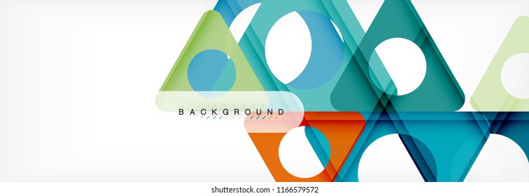 Fondo geométrico abstracto. Triángulos superpuestos modernos. Formas de color inusuales para el mensaje. Presentación empresarial o tecnológica, plantilla de portada de aplicaciones