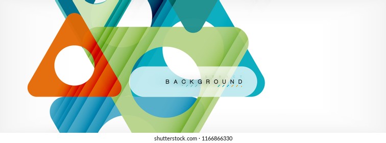 Fondo geométrico abstracto. Triángulos superpuestos modernos. Formas de color inusuales para el mensaje. Presentación empresarial o tecnológica, plantilla de portada de aplicaciones