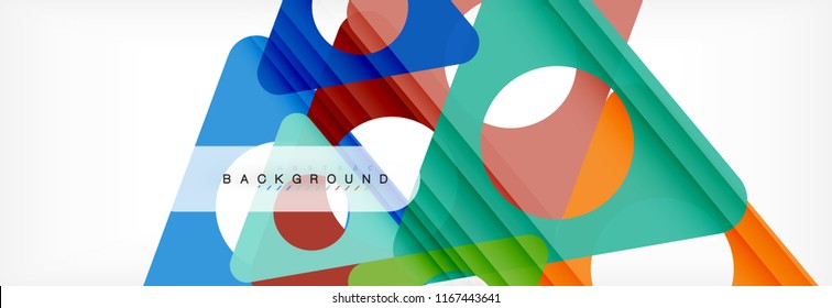 Abstrakter geometrischer Hintergrund. Moderne, sich überlappende Dreiecke. Ungewöhnliche Farbformen für Ihre Nachricht. Business- oder Technologiepräsentation, App-Titelvorlage