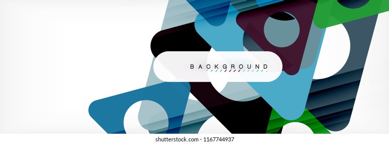 Abstrakter geometrischer Hintergrund. Moderne, sich überlappende Dreiecke. Ungewöhnliche Farbformen für Ihre Nachricht. Business- oder Technologiepräsentation, App-Titelvorlage