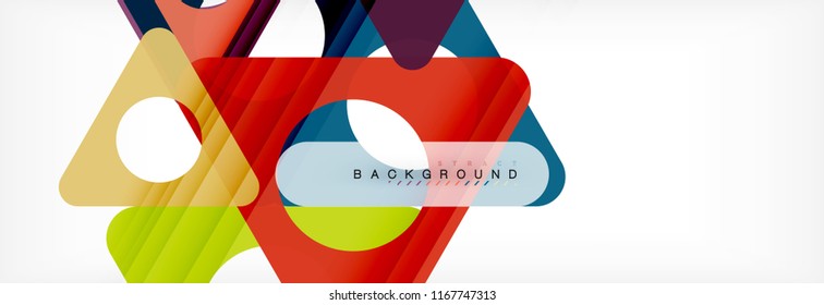Abstrakter geometrischer Hintergrund. Moderne, sich überlappende Dreiecke. Ungewöhnliche Farbformen für Ihre Nachricht. Business- oder Technologiepräsentation, App-Titelvorlage