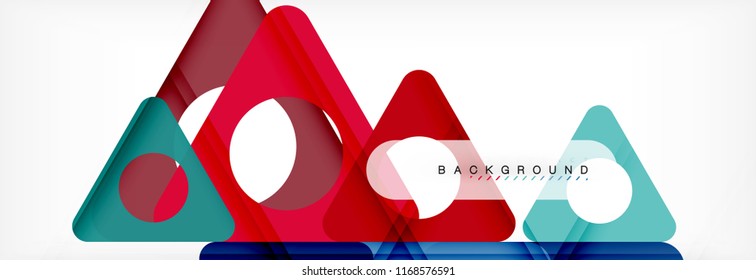 Resumo geométrico. Triângulos modernos sobrepostos. Formas de cor incomuns para sua mensagem. Apresentação de negócios ou técnica, modelo de capa de aplicativo