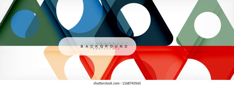Abstract geometric background. Modern overlapping triangles. Unusual color shapes for your message. Business or tech presentation, app cover template