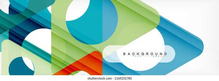 Fondo geométrico abstracto. Triángulos superpuestos modernos. Formas de color inusuales para el mensaje. Presentación empresarial o tecnológica, plantilla de portada de aplicaciones