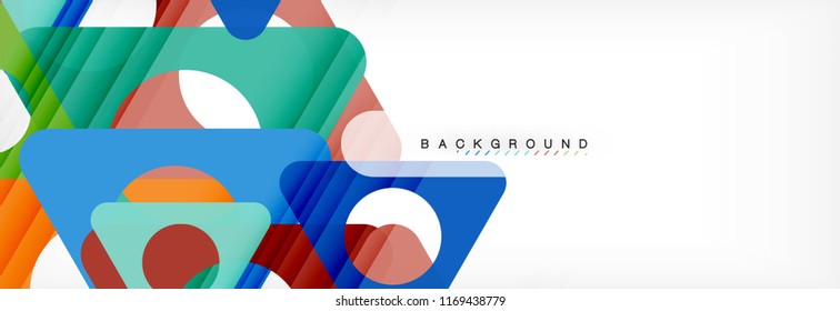 Fondo geométrico abstracto. Triángulos superpuestos modernos. Formas de color inusuales para el mensaje. Presentación empresarial o tecnológica, plantilla de portada de aplicaciones