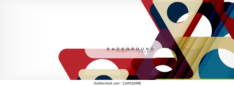 Fondo geométrico abstracto. Triángulos superpuestos modernos. Formas de color inusuales para el mensaje. Presentación empresarial o tecnológica, plantilla de portada de aplicaciones
