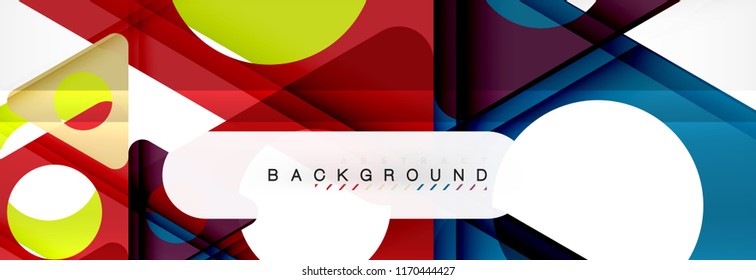 Abstract geometric background. Modern overlapping triangles. Unusual color shapes for your message. Business or tech presentation, app cover template