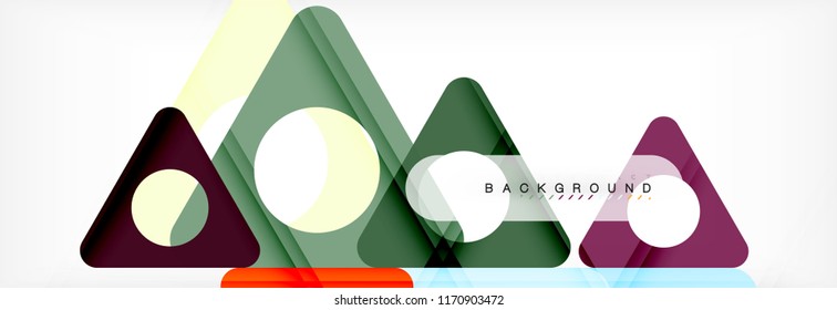 Fondo geométrico abstracto. Triángulos superpuestos modernos. Formas de color inusuales para el mensaje. Presentación empresarial o tecnológica, plantilla de portada de aplicaciones