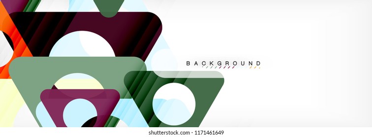 Fondo geométrico abstracto. Triángulos superpuestos modernos. Formas de color inusuales para el mensaje. Presentación empresarial o tecnológica, plantilla de portada de aplicaciones