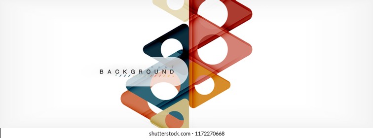 Fondo geométrico abstracto. Triángulos superpuestos modernos. Formas de color inusuales para el mensaje. Presentación empresarial o tecnológica, plantilla de portada de aplicaciones