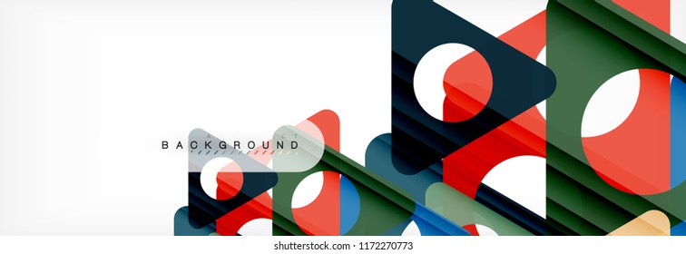 Abstrakter geometrischer Hintergrund. Moderne, sich überlappende Dreiecke. Ungewöhnliche Farbformen für Ihre Nachricht. Business- oder Technologiepräsentation, App-Titelvorlage