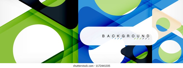 Fondo geométrico abstracto. Triángulos superpuestos modernos. Formas de color inusuales para el mensaje. Presentación empresarial o tecnológica, plantilla de portada de aplicaciones