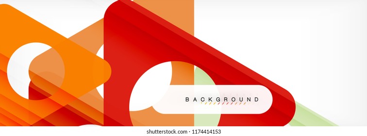 Abstrakter geometrischer Hintergrund. Moderne, sich überlappende Dreiecke. Ungewöhnliche Farbformen für Ihre Nachricht. Business- oder Technologiepräsentation, App-Titelvorlage