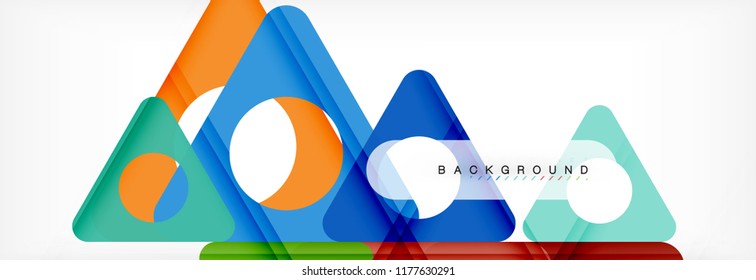 Abstrakter geometrischer Hintergrund. Moderne, sich überlappende Dreiecke. Ungewöhnliche Farbformen für Ihre Nachricht. Business- oder Technologiepräsentation, App-Titelvorlage