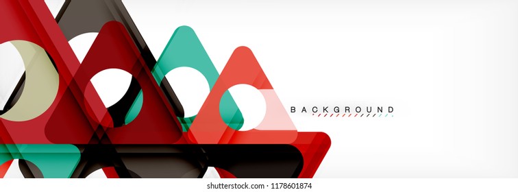 Fondo geométrico abstracto. Triángulos superpuestos modernos. Formas de color inusuales para el mensaje. Presentación empresarial o tecnológica, plantilla de portada de aplicaciones