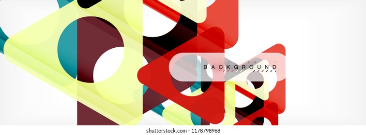 Fondo geométrico abstracto. Triángulos superpuestos modernos. Formas de color inusuales para el mensaje. Presentación empresarial o tecnológica, plantilla de portada de aplicaciones