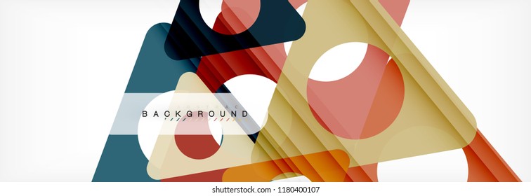 Fondo geométrico abstracto. Triángulos superpuestos modernos. Formas de color inusuales para el mensaje. Presentación empresarial o tecnológica, plantilla de portada de aplicaciones