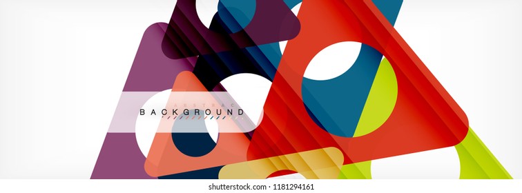 Abstract geometric background. Modern overlapping triangles. Unusual color shapes for your message. Business or tech presentation, app cover template