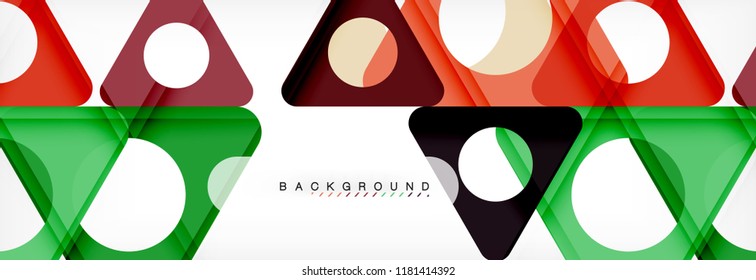 Fondo geométrico abstracto. Triángulos superpuestos modernos. Formas de color inusuales para el mensaje. Presentación empresarial o tecnológica, plantilla de portada de aplicaciones
