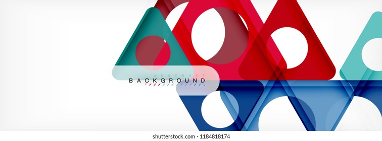 Abstract geometric background. Modern overlapping triangles. Unusual color shapes for your message. Business or tech presentation, app cover template