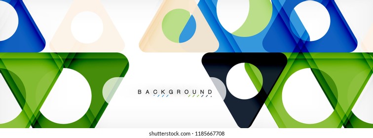 Abstract geometric background. Modern overlapping triangles. Unusual color shapes for your message. Business or tech presentation, app cover template