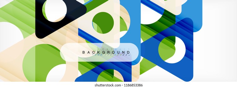 Fondo geométrico abstracto. Triángulos superpuestos modernos. Formas de color inusuales para el mensaje. Presentación empresarial o tecnológica, plantilla de portada de aplicaciones