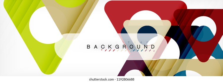 Abstract geometric background. Modern overlapping triangles. Unusual color shapes for your message. Business or tech presentation, app cover template