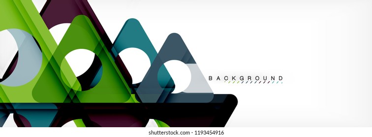Abstrakter geometrischer Hintergrund. Moderne, sich überlappende Dreiecke. Ungewöhnliche Farbformen für Ihre Nachricht. Business- oder Technologiepräsentation, App-Titelvorlage