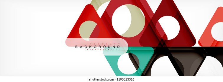 Abstrakter geometrischer Hintergrund. Moderne, sich überlappende Dreiecke. Ungewöhnliche Farbformen für Ihre Nachricht. Business- oder Technologiepräsentation, App-Titelvorlage