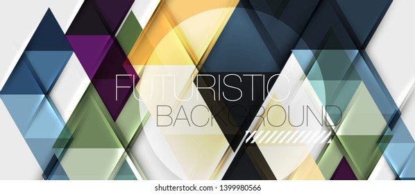 Abstract geometric background. Modern overlapping triangles. Unusual color shapes for your message. Business or tech presentation, app cover vector template