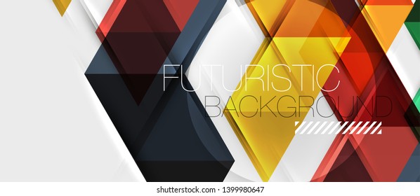 Abstract geometric background. Modern overlapping triangles. Unusual color shapes for your message. Business or tech presentation, app cover vector template