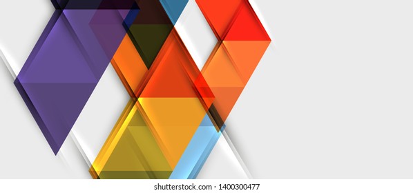Abstract geometric background. Modern overlapping triangles. Unusual color shapes for your message. Business or tech presentation, app cover vector template