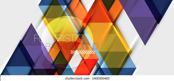 Abstract geometric background. Modern overlapping triangles. Unusual color shapes for your message. Business or tech presentation, app cover vector template