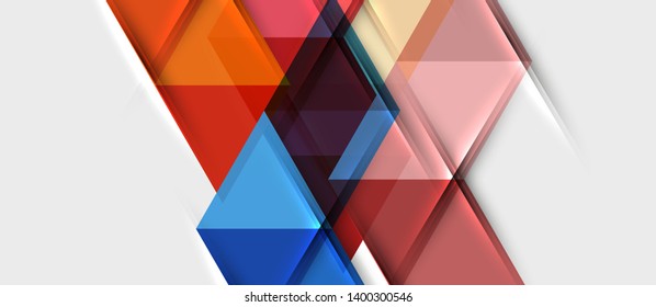 Abstrakter geometrischer Hintergrund. Moderne, sich überlappende Dreiecke. Ungewöhnliche Farbformen für Ihre Nachricht. Geschäfts- oder Technologiepräsentation, App-Titelvorlage, Vektorvorlage