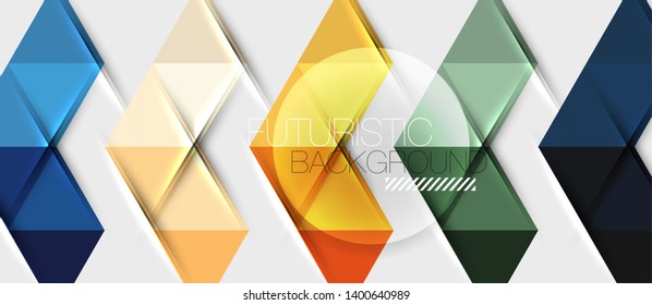 Abstrakter geometrischer Hintergrund. Moderne, sich überlappende Dreiecke. Ungewöhnliche Farbformen für Ihre Nachricht. Geschäfts- oder Technologiepräsentation, App-Titelvorlage, Vektorvorlage